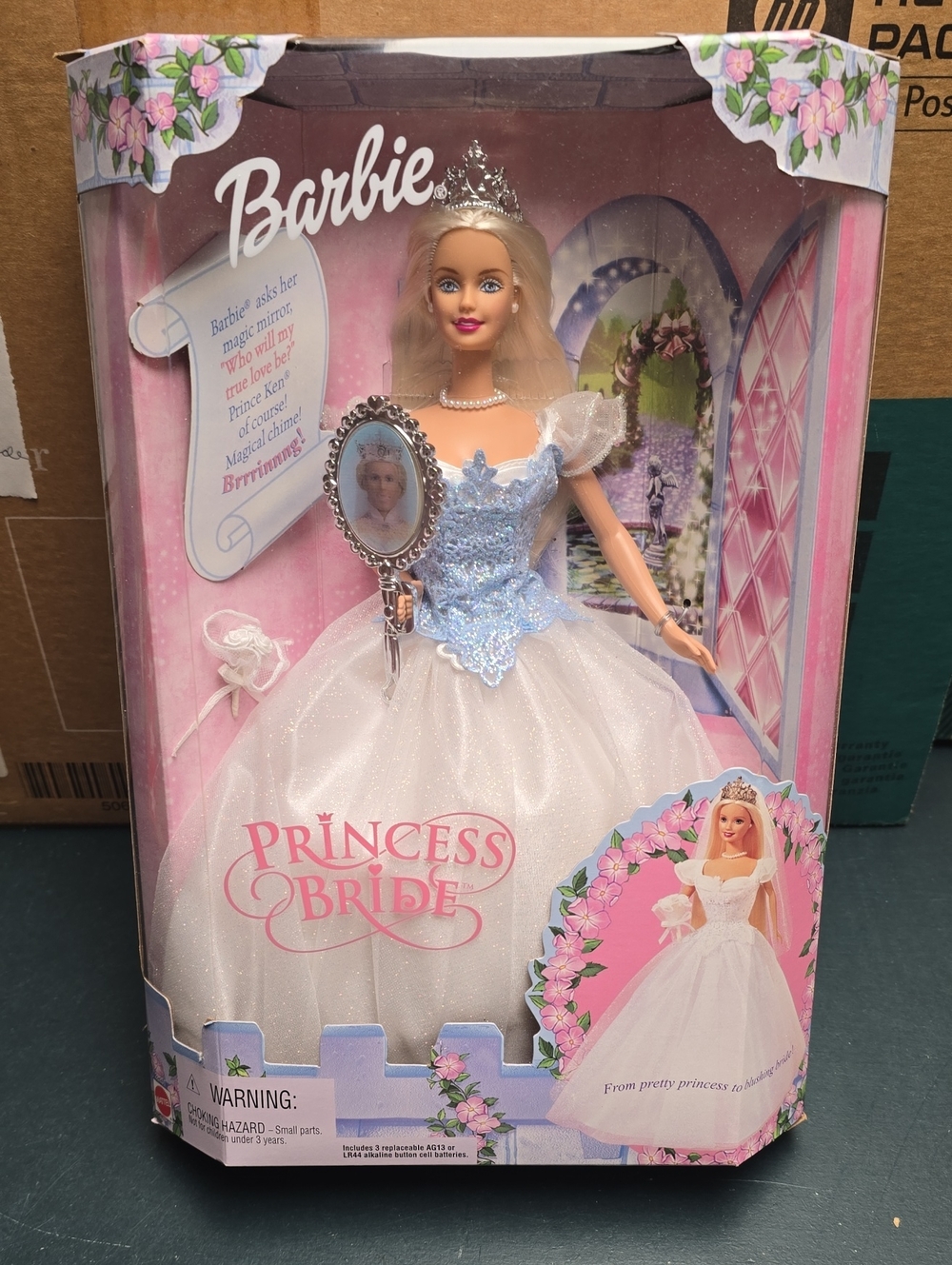 Barbie Princess Bride Doll White Blue with Silver Tiara